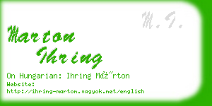 marton ihring business card